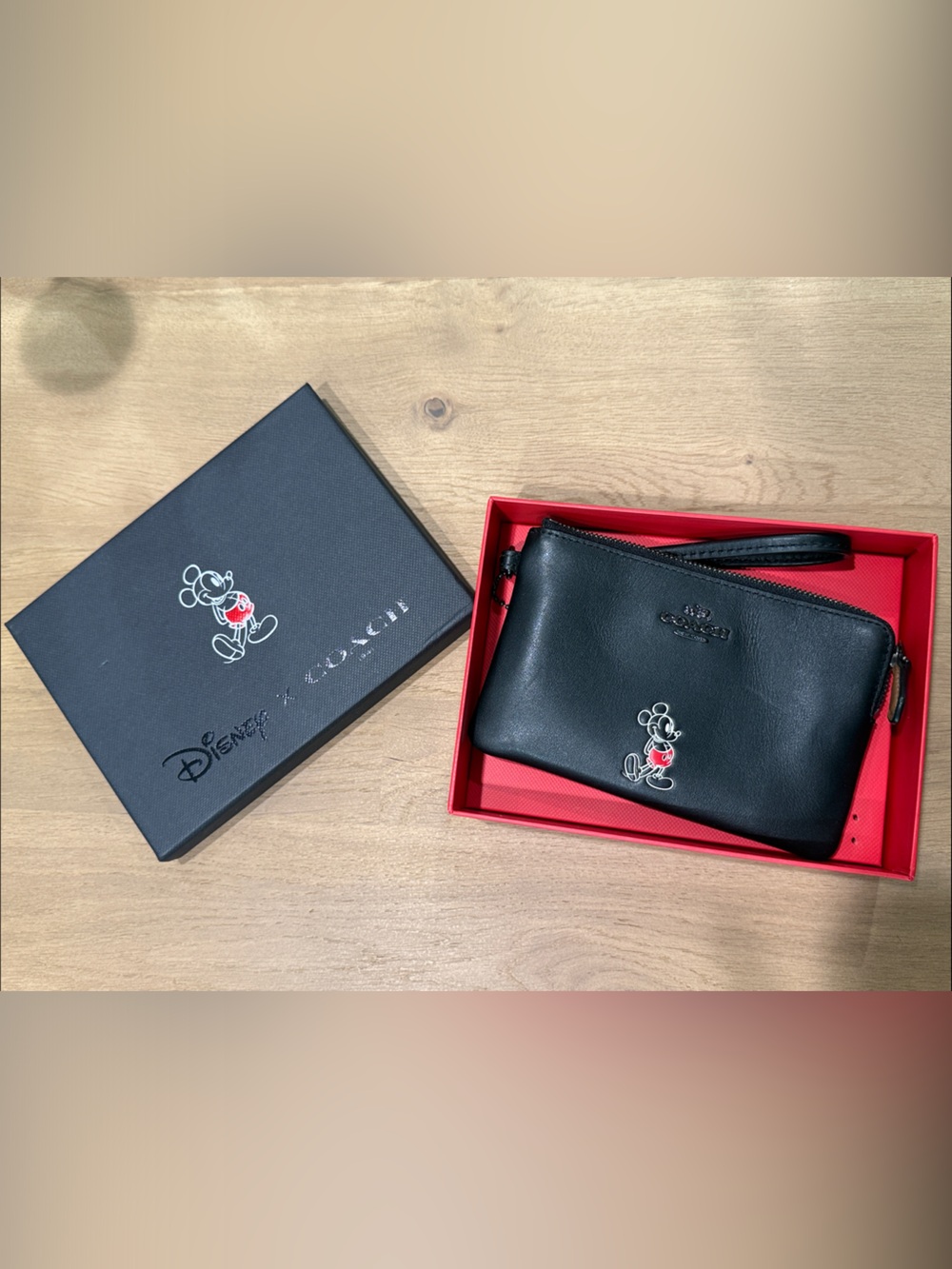 Disney x Coach Leather Zip Wristlet featuring Mickey Mouse - Limited Edition